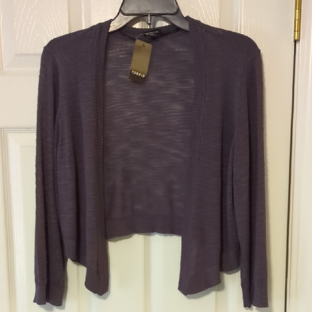 Torrid Slub Shrug 3/4 Sleeve Cropped Cardigan